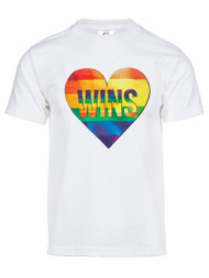 Mens Pride Love Wins Rainbow Heart Short-Sleeve T-Shirt