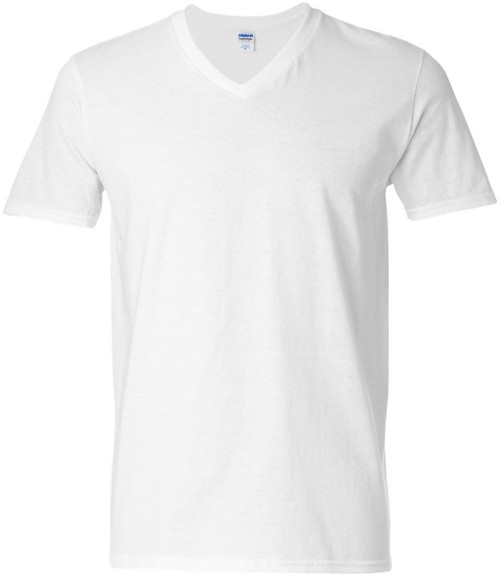 Gildan Adult Softstyle Cotton V-Neck T-Shirt, White