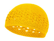 Crocheted Knit Beanie Domes- Gold