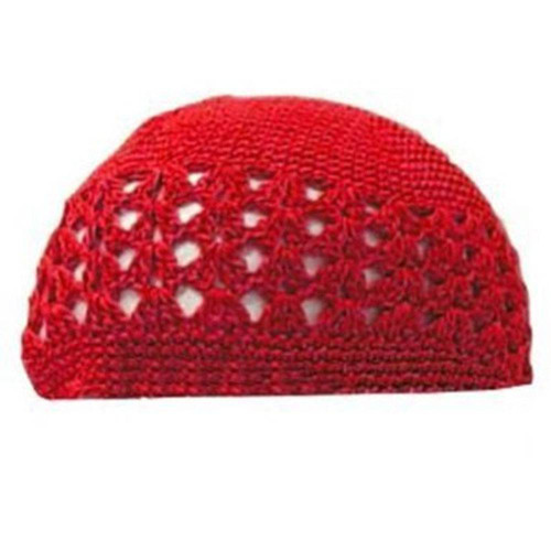 Crocheted Knit Beanie Domes- Red