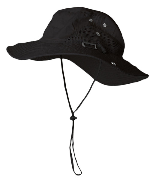 Fishing Draw String Mesh Boonie Hat With Top Side Buckle for ID