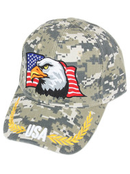 Top Headwear USA American Flag Eagle Digital Camo Baseball Cap