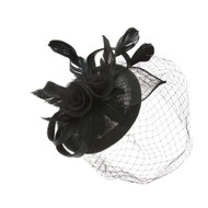 Chic Headwear Sinamay Rose Feather Bow Fascinator