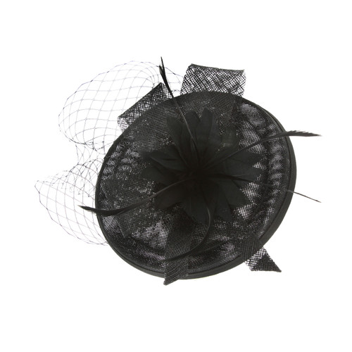 Chic Headwear Bow w/ Center Flower Veil Fascinator