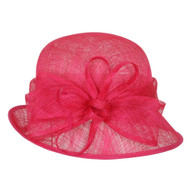 ChicHeadwear Small Bucket Sinamay Hat w/ Bow Center and Feather