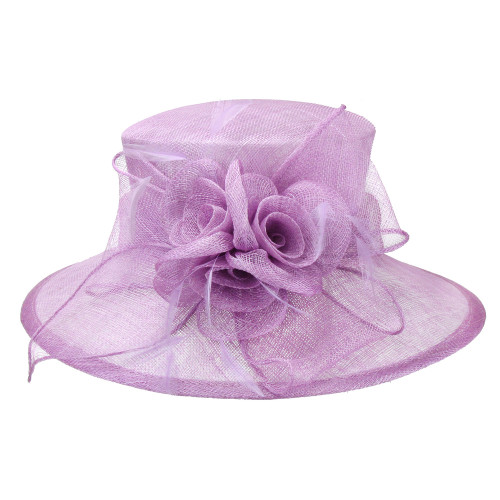 Womens 3 Rose Medium Sinamay Derby Hat