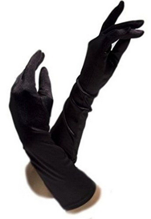 Gravity Threads Satin Opera Gloves Above the Elbow 14.7 inches Black
