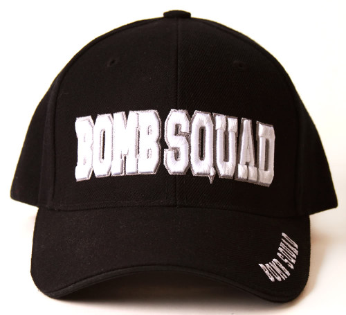 Basic Bomb Squad Text Style Military Hat with Side Lettering - Black