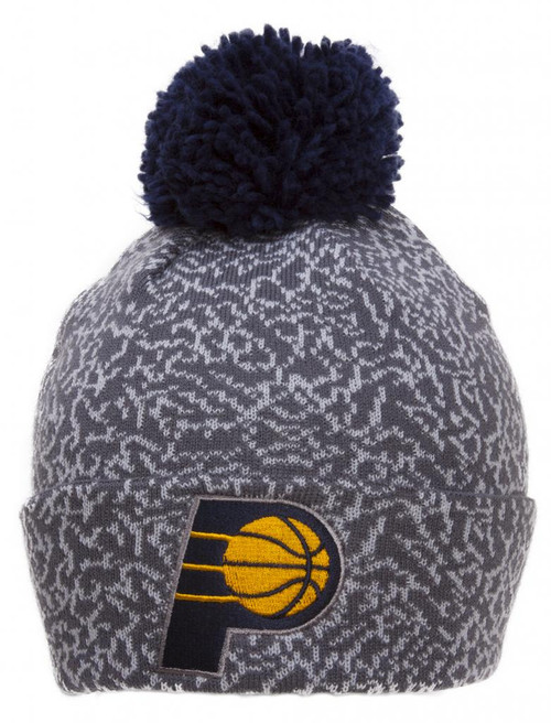 Mitchell & Ness Indiana Pacers Cracked Pattern Cuffed Beanie w/ Pom