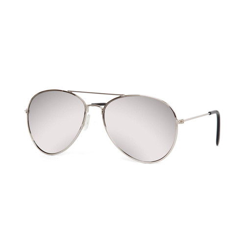 Gravity Shades Aviator Mirrored Lens Curved Sunglasses, Silver