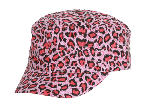 Clover Cheetah Animal Print Fitted Cadet Hat - Pink - Medium/Large