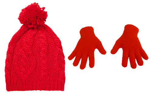 Top Headwear Crochet Knitted Beanie/Fuzzy Glove Kit