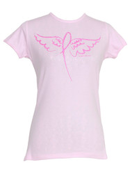 Womens Ribbon Angel Wings Breast Cancer Awareness T-Shirt
