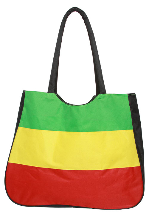 Rasta Colors Beach Tote Bag - Green/Yellow/Red