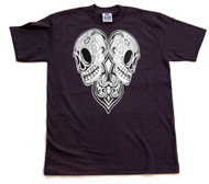 Men's Day of the Dead Skeleton Head Cotton Shirt- Black