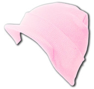 Knit Cuff Beanie Visor - Winter Wear/Sports - Light Pink