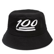 100 Emoticon Black Bucket Hat
