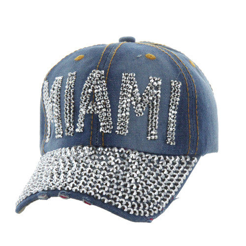 Top Headwear Studded Miami Light Denim Baseball Cap