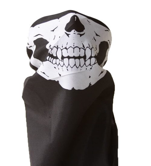 Bandana Skull/Skeleton Mask - Black/White