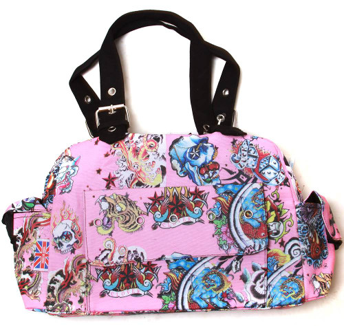 Clover One Front Pocket Hand Bag - Pink Hard Style Tattoo