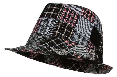 Womens Pattern Fedora - Grey/Pink - Large/X-Large