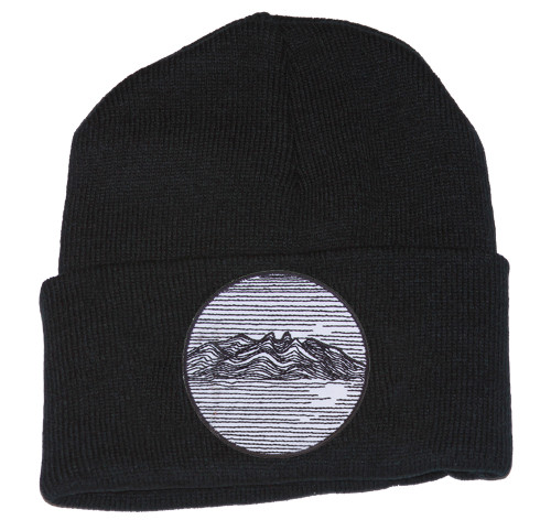 Gravity Threads Mountainscape Linework Cuffed Beanie