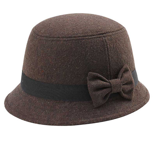 Top Headwear Wool Plaid Cloche Hat