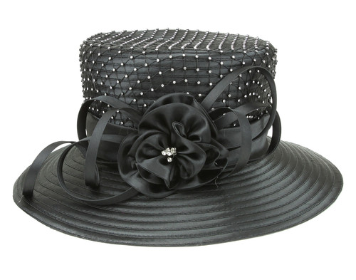 ChicHeadwear Stone Studded Rose Bow Braid Hat