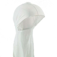 Sport Dorag Tie Down Long Tail Breathable Mesh Du-Rag Cap in White