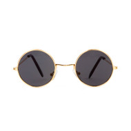 Gold Circular (41mm) Frame Black Lens Sunglasses