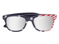 Gravity Shades USA Stars and Stripes Horned Rim Sunglasses, Mirror Lens
