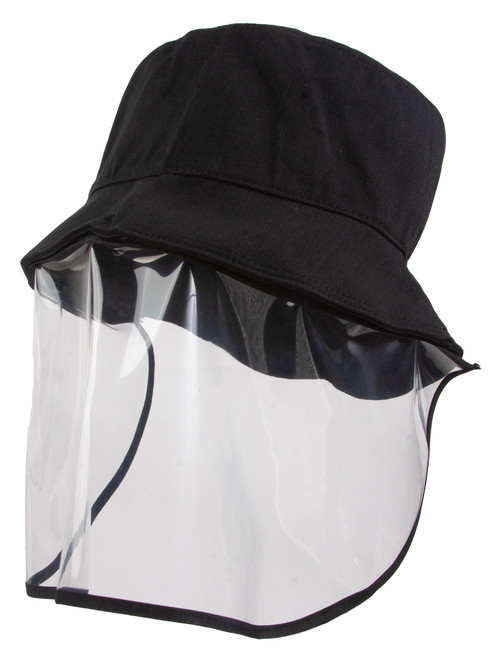 Top Headwear Bucket Hat Face Shield - Black