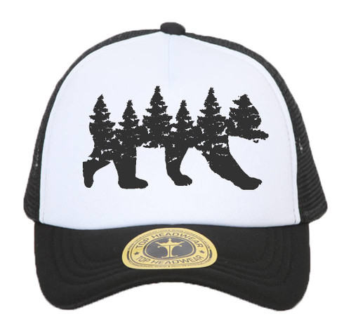 Top Headwear Forest Bear Silhouette Adjustable Trucker Hat