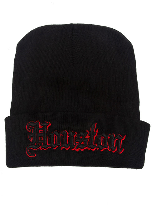 Houston Old English Cuffed Black Beanie