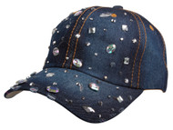Top Headwear Cluttered Stone Denim Baseball Cap