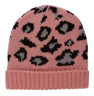 TopHeadwear Snow Leopard Print Pink Cuffed Beanie