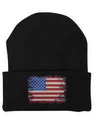 Gravity Trading Tattered USA Flag Patch Cuffed Beanie