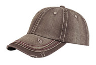 Low Profile Heavy Wash Herringbone Distressed Cap, Brown