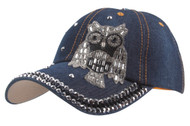 Top Headwear Studded Owl Denim Baseball Cap