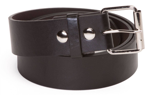 MENS/WOMENS BLACK LEATHER BELT FOR BUCKLES 28" TO 56"
