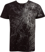 Vines Metallic Silver Accents Short Sleeve Mens T-Shirt, Black