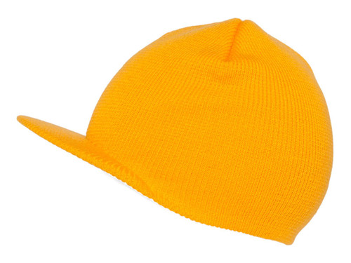 New Blank Cuffless Beanie Visor, Mustard