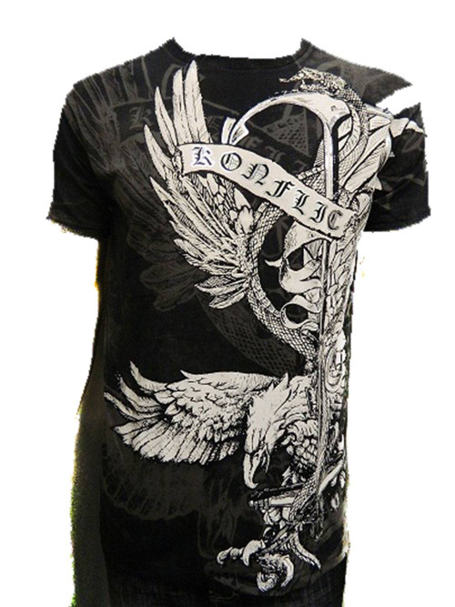 Wing Spade Eagle Crew Neck Cotton Men's Fashion T Shirt