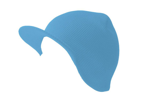 NEW CUFFLESS LIGHT BABY BLUE Beanie Visor Skull Cap HAT USA