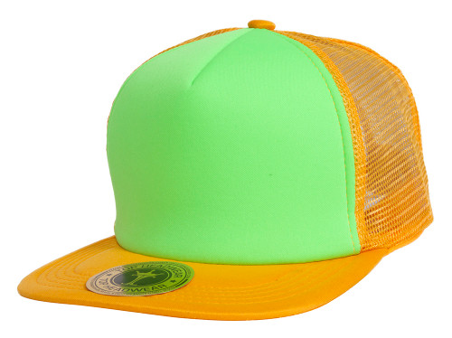 TopHeadwear Adjustable Trucker Caps - Orange/Neon Green