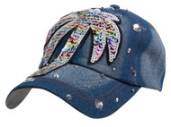 Top Headwear Rainbow Palm Tree Denim Baseball Cap