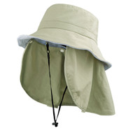 TASLON UV PROTECTION BUCKET HAT W/REMOVABLE FLAP