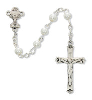 (C17LW) SS 5MM WHITE PEARL COMM ROSARY