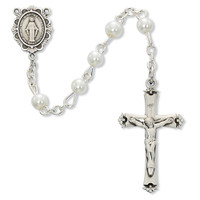 (C18LW) SS 5MM WHITE PEARL ROSARY