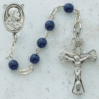 (C38RB) 6MM BLUE GLASS ROSARY